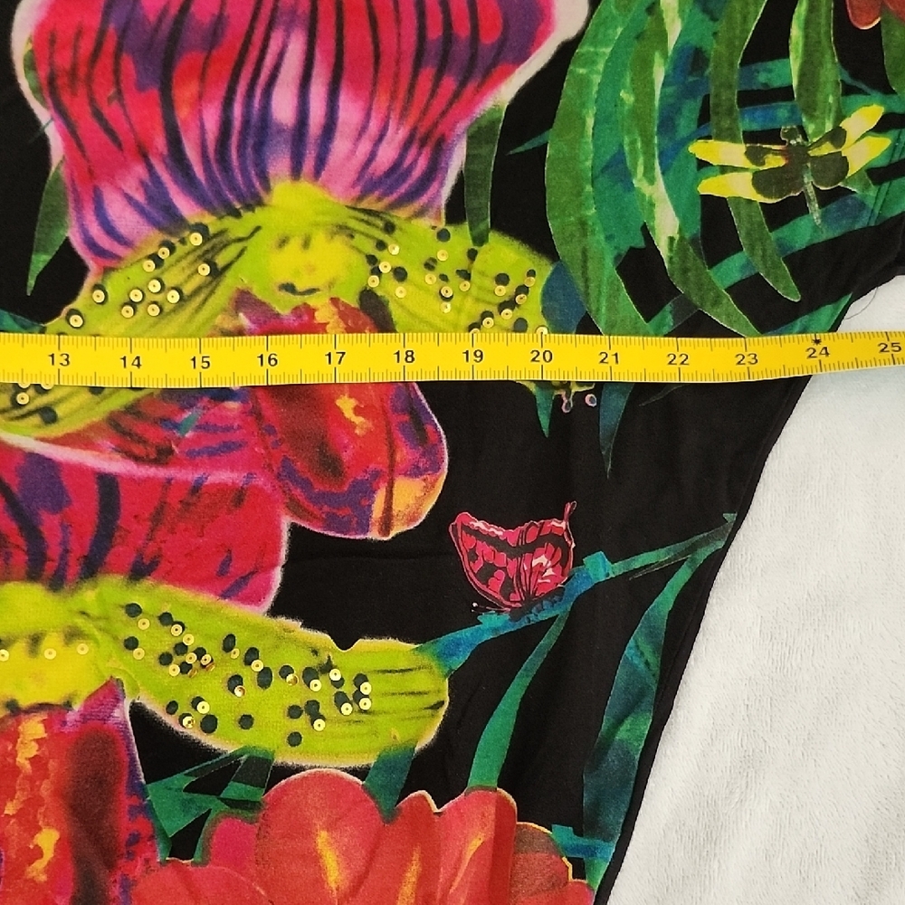 Desigual Black Tropical Floral & Butterfly Scoop-Neck Tee - Picture 5 of 5